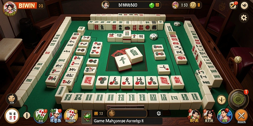 Tangkapan layar utama BIWIN yang menunjukkan gameplay Mahjong yang seru.