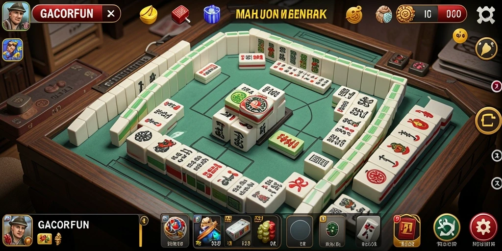 Screenshot GACORFUN menampilkan gameplay Mahjong yang seru.