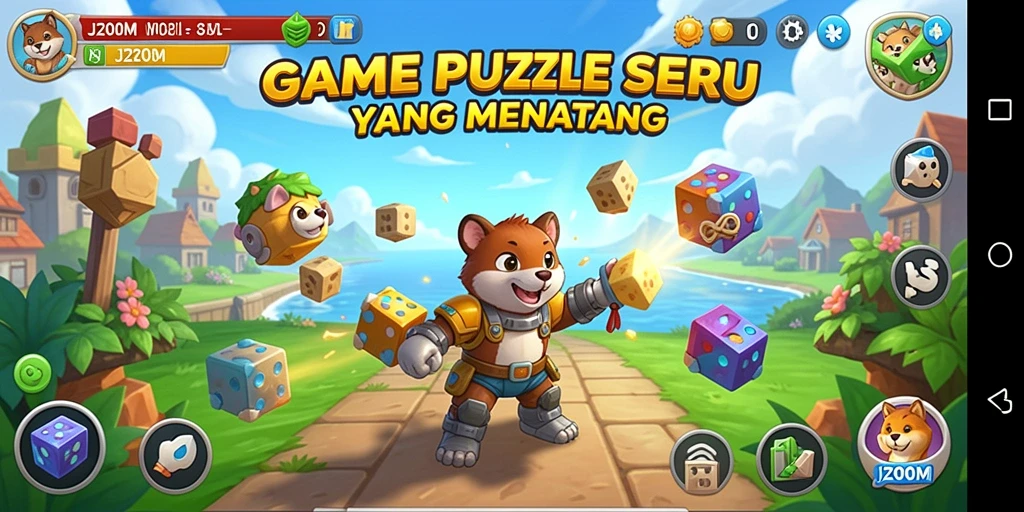 Tampilan gameplay J200M dengan berbagai teka-teki menantang.