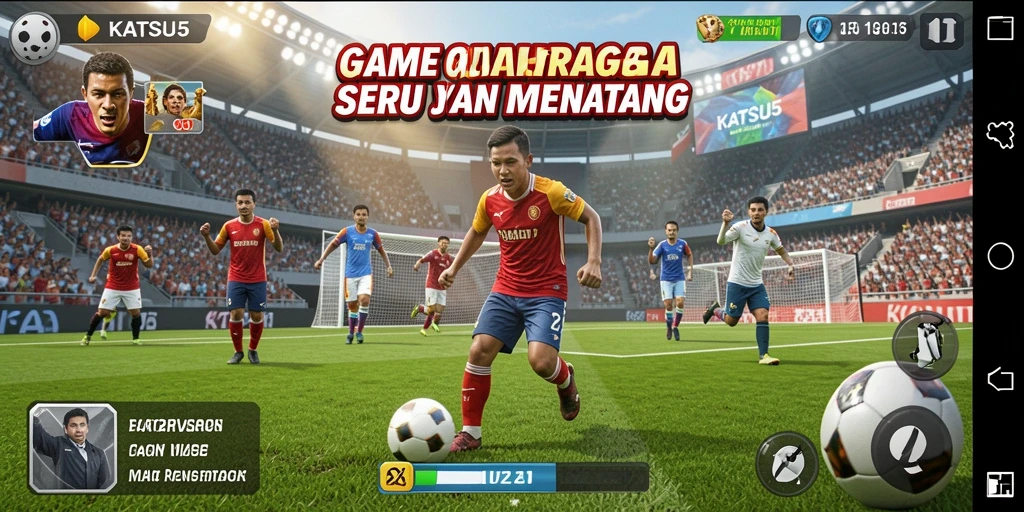 Screenshot utama KATSU5 menampilkan gameplay olahraga yang seru.