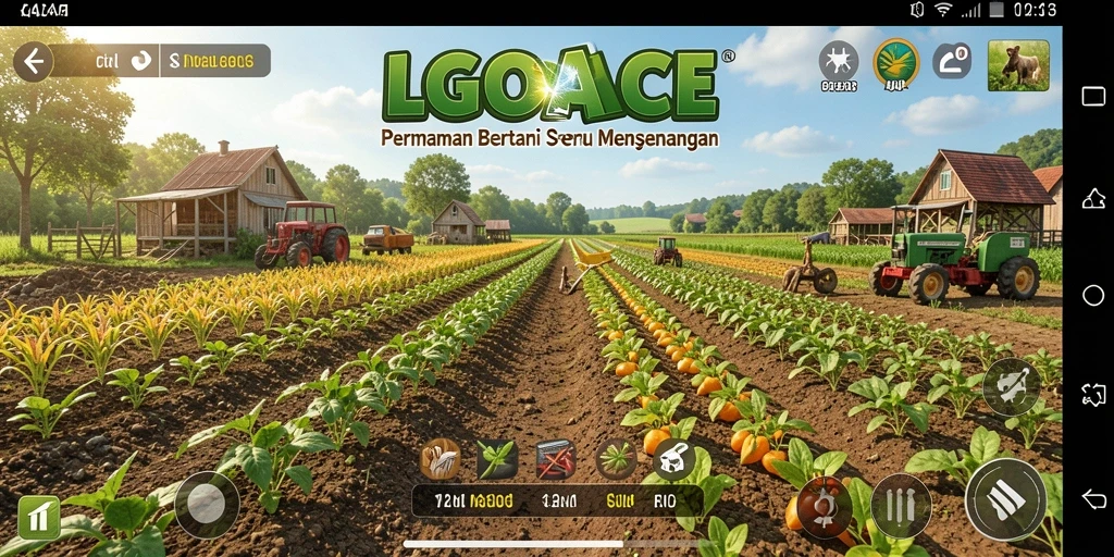 Tampilan gameplay LGOACE dengan aktivitas bertani yang menyenangkan.