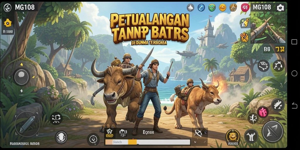 Tampak gameplay MG108 dengan dunia terbuka yang luas.