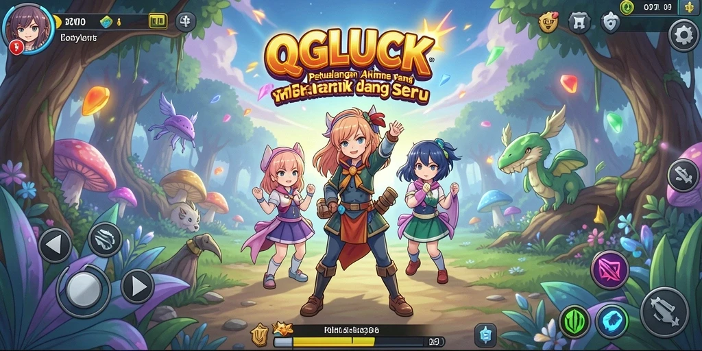Gameplay QGLUCK dengan karakter anime yang menarik dan petualangan seru.