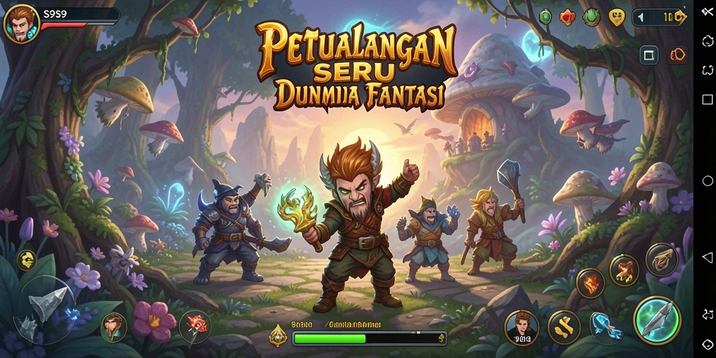 Gameplay S9S9 menampilkan karakter yang menjelajahi dunia fantastis.