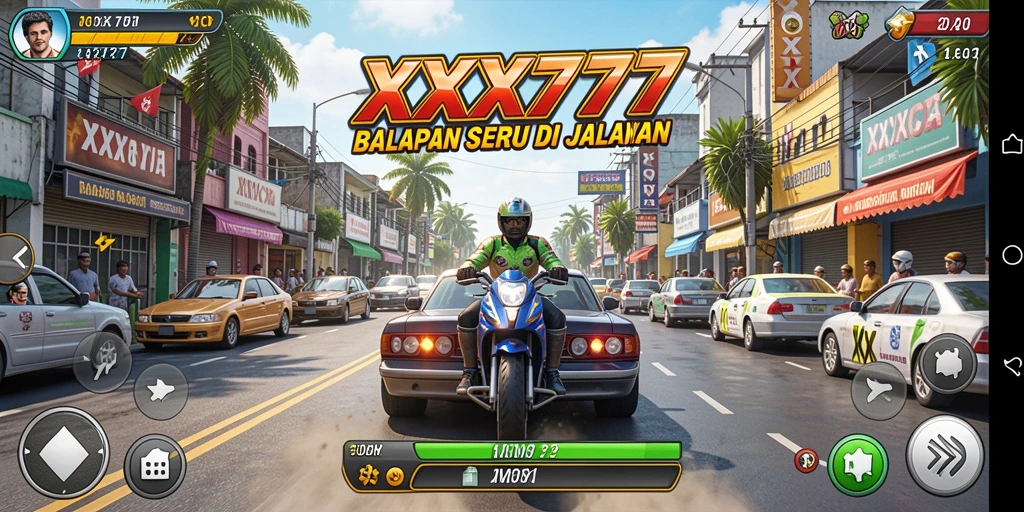 Tampilan gameplay XXX777 yang menegangkan dan penuh aksi balapan.