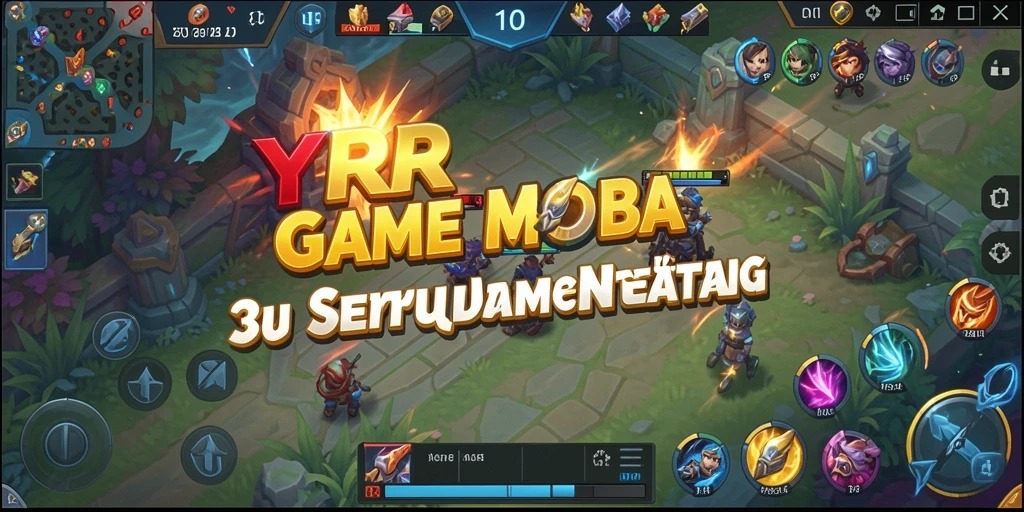 Screenshot gameplay seru di dalam YYRR dengan aksi MOBA intens.